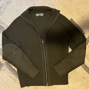 Rag & Bone Men's Olive-Green Full Zip Funnel Neck Sweater (Size M)